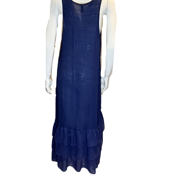 Stetson Blue Western Tiered Ruffle Hem High-Low Sleeveless Dress Size Medium - Picture 2 of 6